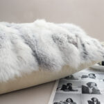 3-SOGA 30cm Throw Pillow Floral Gray Rabbit Fur Lumbar Warm Cozy Decorative Cushion Home Decor