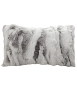 1-SOGA 30cm Throw Pillow Floral Gray Rabbit Fur Lumbar Warm Cozy Decorative Cushion Home Decor