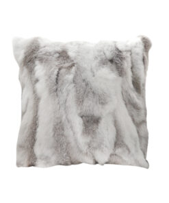 1-SOGA 45cm Throw Pillow Floral Gray Rabbit Fur Square Warm Cozy Decorative Cushion Home Decor