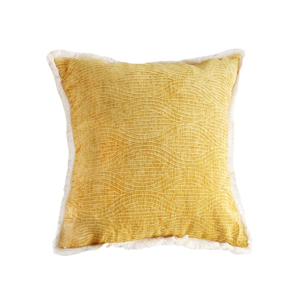 1-SOGA 50cm Throw Pillow Turmeric Yellow Aesthetic Chenille Texture for Home Decor