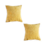 1-SOGA 2X 50cm Throw Pillow Turmeric Yellow Aesthetic Chenille Texture for Home Decor