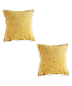 1-SOGA 2X 50cm Throw Pillow Turmeric Yellow Aesthetic Chenille Texture for Home Decor