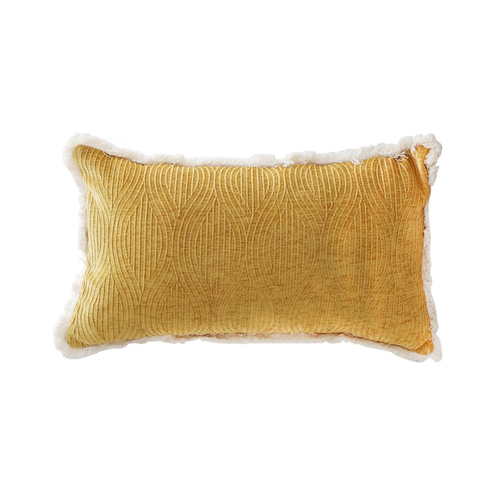 1-SOGA 35cm Throw Pillow Turmeric Yellow Aesthetic Chenille Texture for Home Decor