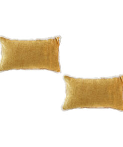 1-SOGA 2X 35cm Throw Pillow Turmeric Yellow Aesthetic Chenille Texture for Home Decor