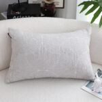 2-SOGA 35cm Throw Pillow Off White Lumbar Embroidered Decorative Cover Stitch for Home Decor