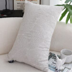 4-SOGA 35cm Throw Pillow Off White Lumbar Embroidered Decorative Cover Stitch for Home Decor