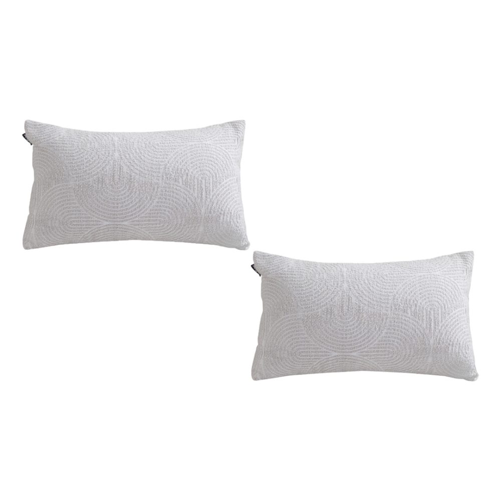 1-SOGA 2X 35cm Throw Pillow Off White Lumbar Embroidered Decorative Cover Stitch for Home Decor