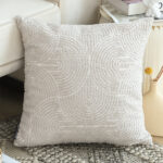 2-SOGA 50cm Throw Pillow Off White Lumbar Embroidered Decorative Cover Stitch for Home Decor