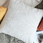 7-SOGA 50cm Throw Pillow Off White Lumbar Embroidered Decorative Cover Stitch for Home Decor