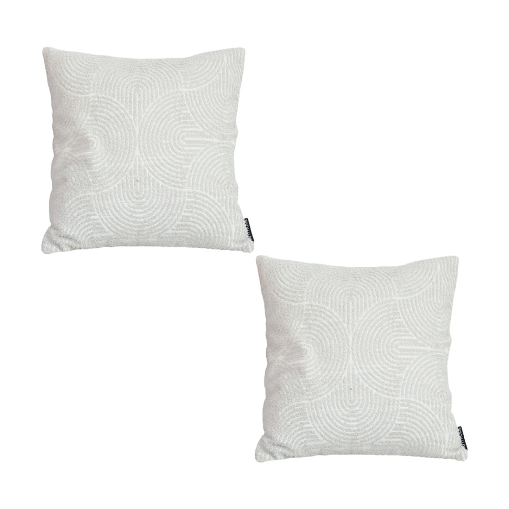 1-SOGA 2X 50cm Throw Pillow Off White Lumbar Embroidered Decorative Cover Stitch for Home Decor