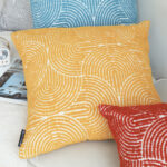 3-SOGA 50cm Mustard Yellow Throw Pillow Geometric Indoor and Outdoor Corded for Home Decor
