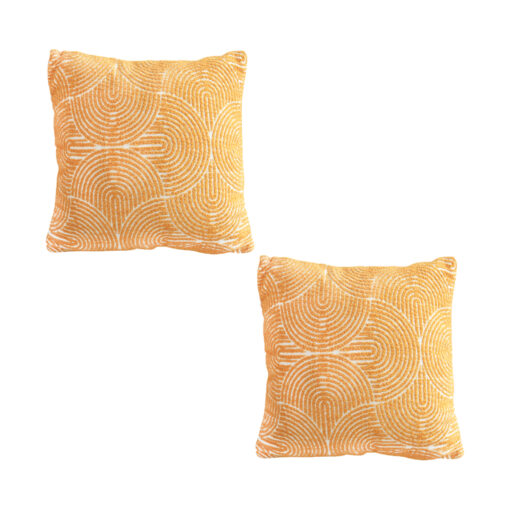 1-SOGA 2X 50cm Mustard Yellow Throw Pillow Geometric Indoor and Outdoor Corded for Home Decor