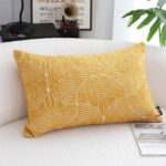 2-SOGA 35cm Mustard Yellow Throw Pillow Geometric Indoor and Outdoor Corded for Home Decor