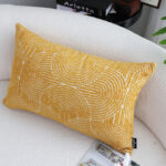 3-SOGA 35cm Mustard Yellow Throw Pillow Geometric Indoor and Outdoor Corded for Home Decor