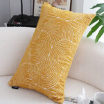 4-SOGA 35cm Mustard Yellow Throw Pillow Geometric Indoor and Outdoor Corded for Home Decor