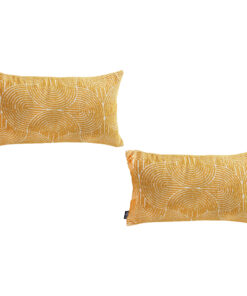 1-SOGA 2X 35cm Mustard Yellow Throw Pillow Geometric Indoor and Outdoor Corded for Home Decor