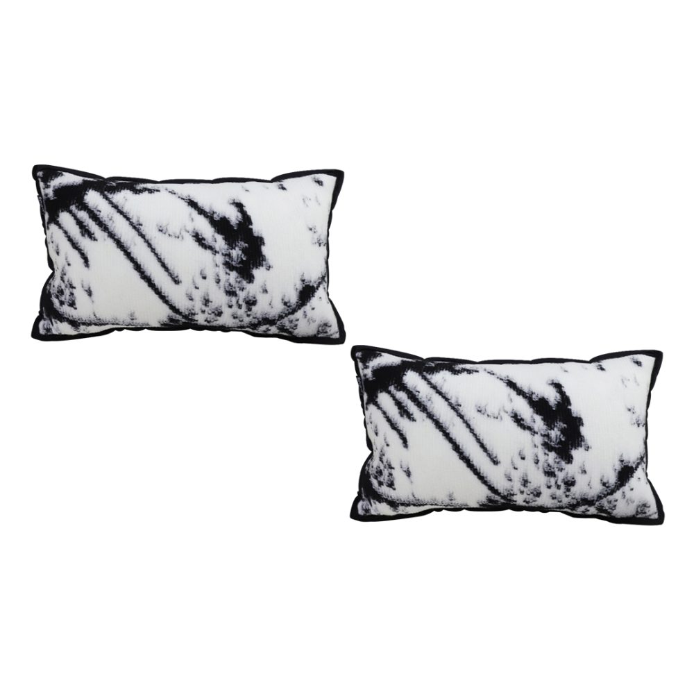1-SOGA 2X 35cm Throw Pillow  Black and White Leopard Thick Premium Polyester Fiber for Home Decor
