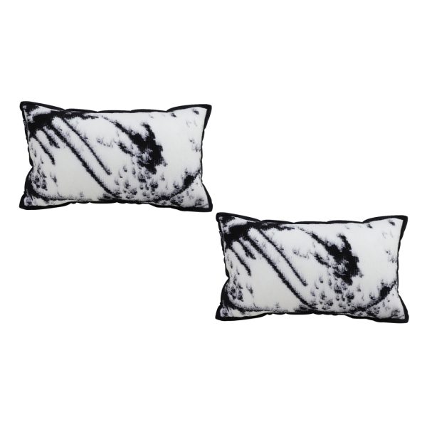 1-SOGA 2X 35cm Throw Pillow  Black and White Leopard Thick Premium Polyester Fiber for Home Decor
