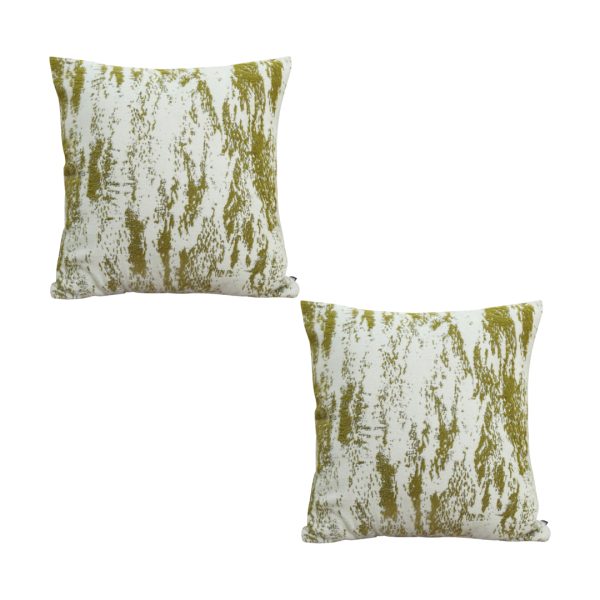 1-SOGA 2X 50cm Throw Pillow White and Olive Green Deluxe Polyester Fiber and Cotton for Home Decor