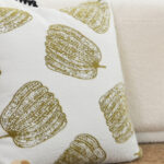 3-SOGA 50cm Throw Pillow White with Olive Green Autumn Harvest Pumpkin Print Home Decor