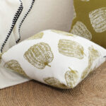 4-SOGA 50cm Throw Pillow White with Olive Green Autumn Harvest Pumpkin Print Home Decor