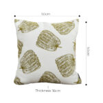 5-SOGA 50cm Throw Pillow White with Olive Green Autumn Harvest Pumpkin Print Home Decor