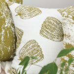 6-SOGA 50cm Throw Pillow White with Olive Green Autumn Harvest Pumpkin Print Home Decor