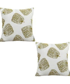 1-SOGA 2X 50cm Throw Pillow White with Olive Green Autumn Harvest Pumpkin Print Home Decor