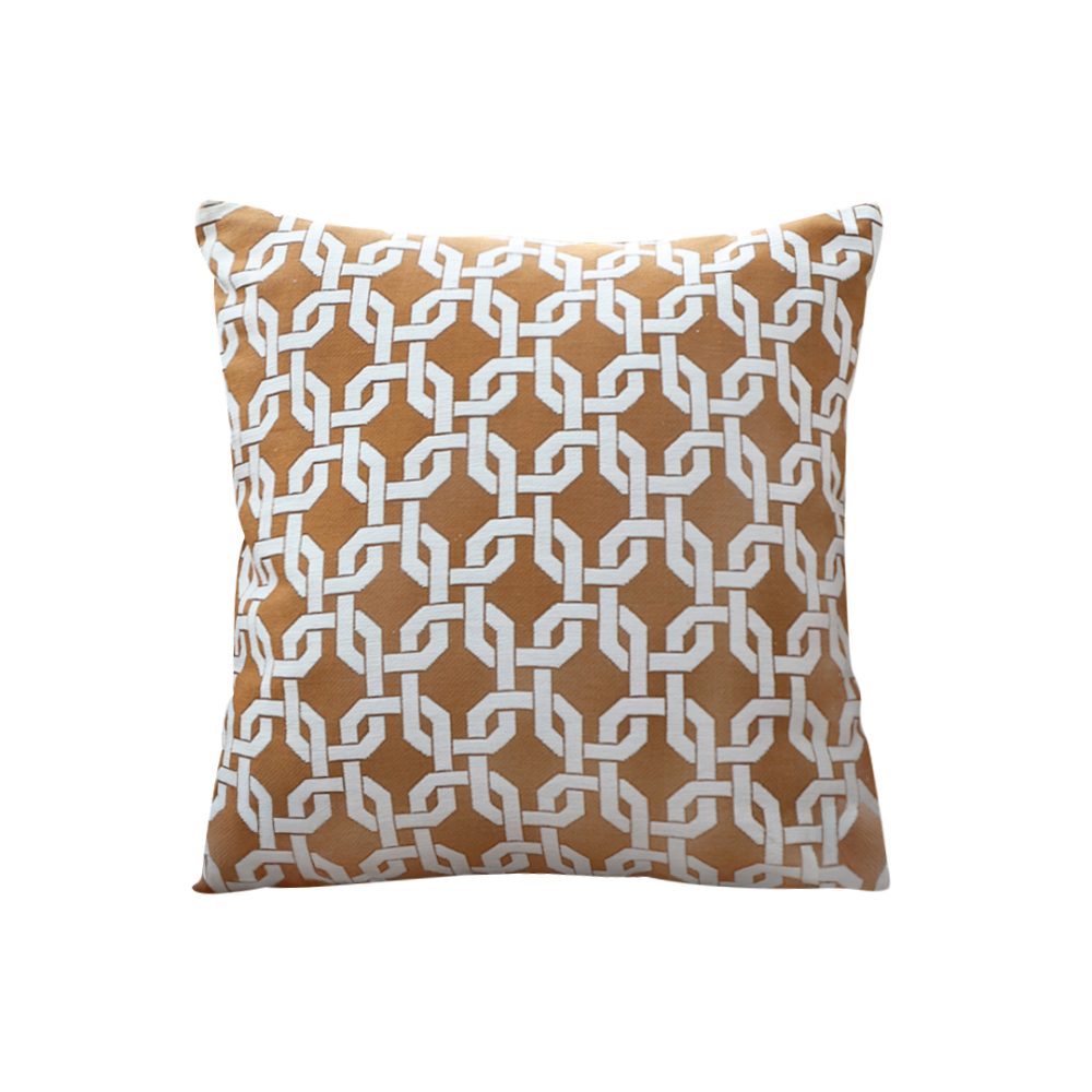 1-SOGA 50cm Brown Checkered Chain Jacquard Square Pillow Decorative Cushion for Home Decor