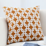 3-SOGA 50cm Brown Checkered Chain Jacquard Square Pillow Decorative Cushion for Home Decor