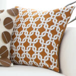 7-SOGA 50cm Brown Checkered Chain Jacquard Square Pillow Decorative Cushion for Home Decor