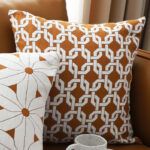 4-SOGA 2X 50cm Brown Checkered Chain Jacquard Square Pillow Decorative Cushion for Home Decor