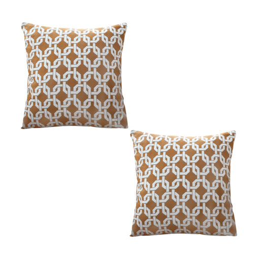 1-SOGA 2X 50cm Brown Checkered Chain Jacquard Square Pillow Decorative Cushion for Home Decor