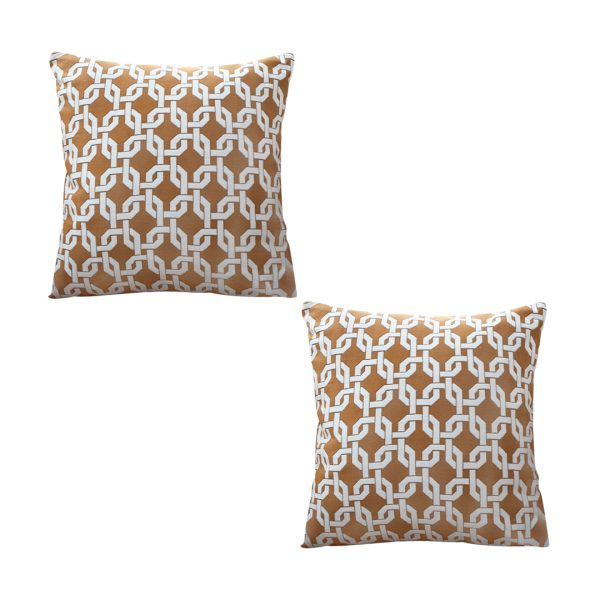 1-SOGA 2X 50cm Brown Checkered Chain Jacquard Square Pillow Decorative Cushion for Home Decor