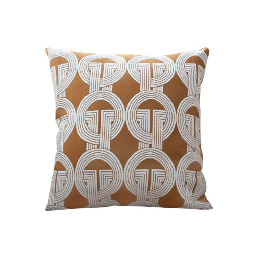 1-SOGA 50cm Throw Pillow Brown Circular Chain Jacquard  Decorative Square for Home Decor