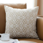 2-SOGA 50cmThrow Pillow White and Beige Geometric Pattern Accent for Home Decor