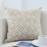 3-SOGA 50cmThrow Pillow White and Beige Geometric Pattern Accent for Home Decor