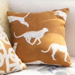 4-SOGA 50cm Throw Pillow Brown and White Cheetah Animal Print for Home D?cor
