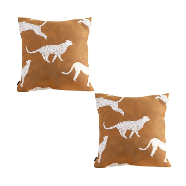 1-SOGA 2X 50cm Throw Pillow Brown and White Cheetah Animal Print for Home D?cor