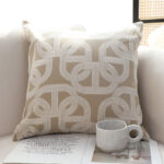 2-SOGA 50cm Throw Pillow Beige Interlocking Geometric Pattern Modern Accent for Home D?cor