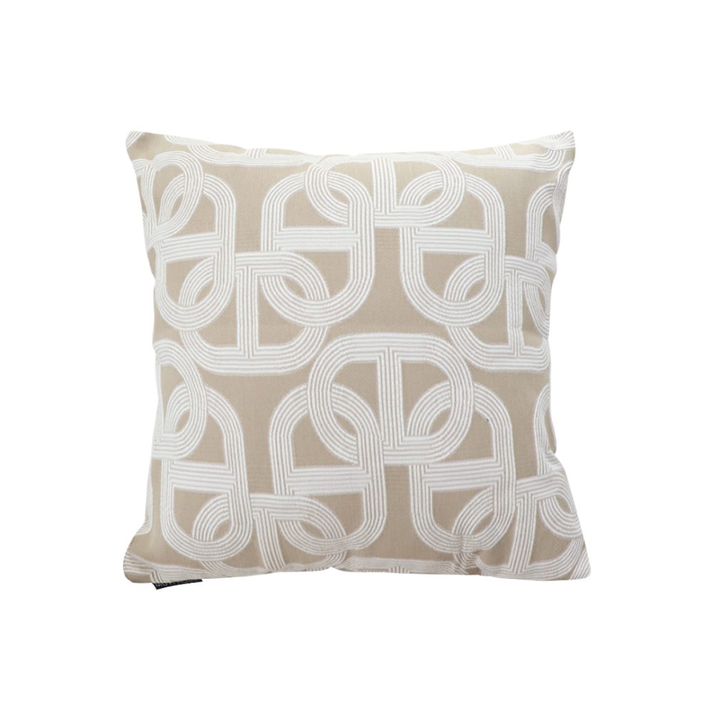 1-SOGA 50cm Throw Pillow Beige Interlocking Geometric Pattern Modern Accent for Home D?cor