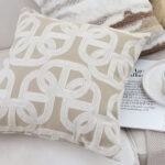3-SOGA 50cm Throw Pillow Beige Interlocking Geometric Pattern Modern Accent for Home D?cor