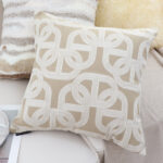 4-SOGA 50cm Throw Pillow Beige Interlocking Geometric Pattern Modern Accent for Home D?cor