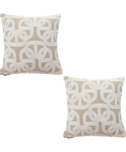 1-SOGA 2X 50cm Throw Pillow Beige Interlocking Geometric Pattern Modern Accent for Home D?cor