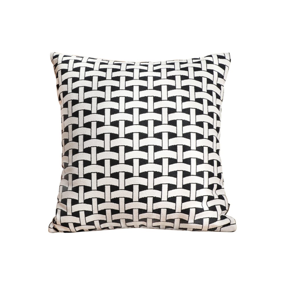 1-SOGA 50cm Black & White Pattern Throw Pillow Thick Comfort Pro Polyester Fiber Cotton for Home Decor