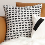 3-SOGA 50cm Black & White Pattern Throw Pillow Thick Comfort Pro Polyester Fiber Cotton for Home Decor