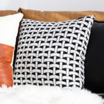 4-SOGA 50cm Black & White Pattern Throw Pillow Thick Comfort Pro Polyester Fiber Cotton for Home Decor
