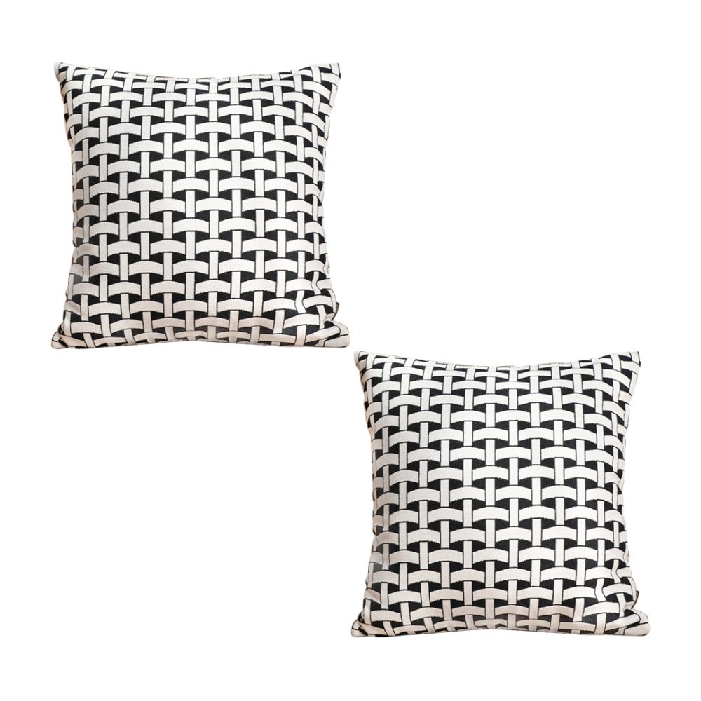 1-SOGA 2X 50cm Black & White Pattern Throw Pillow Thick Comfort Pro Polyester Fiber Cotton for Home Decor