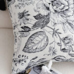 6-SOGA 2X 50cm Throw Pillow  Black and White Elegant Floral Print with Tassel Accents Home Decor