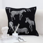 2-SOGA 50cm Throw Pillow  Black Light Luxury Zebra Square Pillow for Home Decor